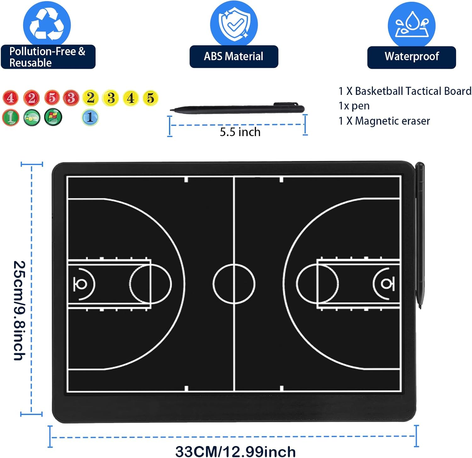 Electronic 16 Inch Basketball Coaching Boards, Portable Erasable Pro Strategy Board for Training Teaching Competition Command,Tactical Drawing Tablet Coach Gifts image number 3