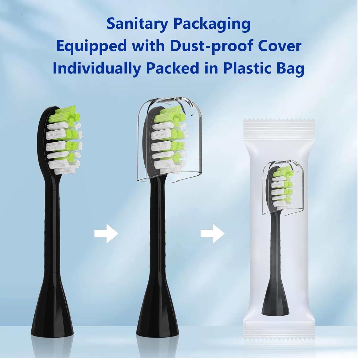 Compatible with Philips One Series Sonicare Electric Toothbrush Replacement Brush Heads,For Philips One HY1100 HY1200 BD100/AZ Series Electric Toothbrush,10 Pack (Shadow Black, Medium) - Mint Light Blue image number 5