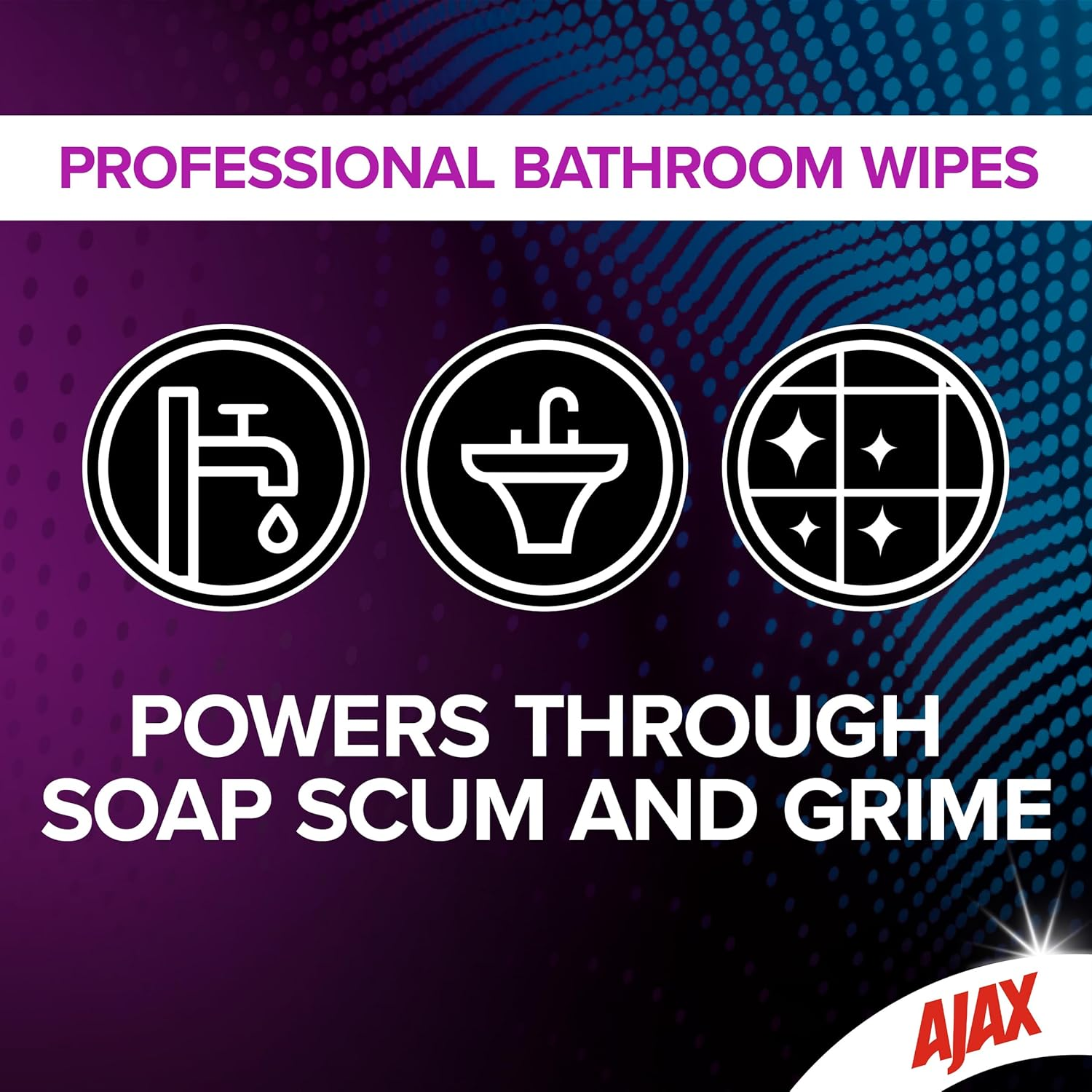 Ajax Professional Bathroom Wipes 90 Pack image number 1