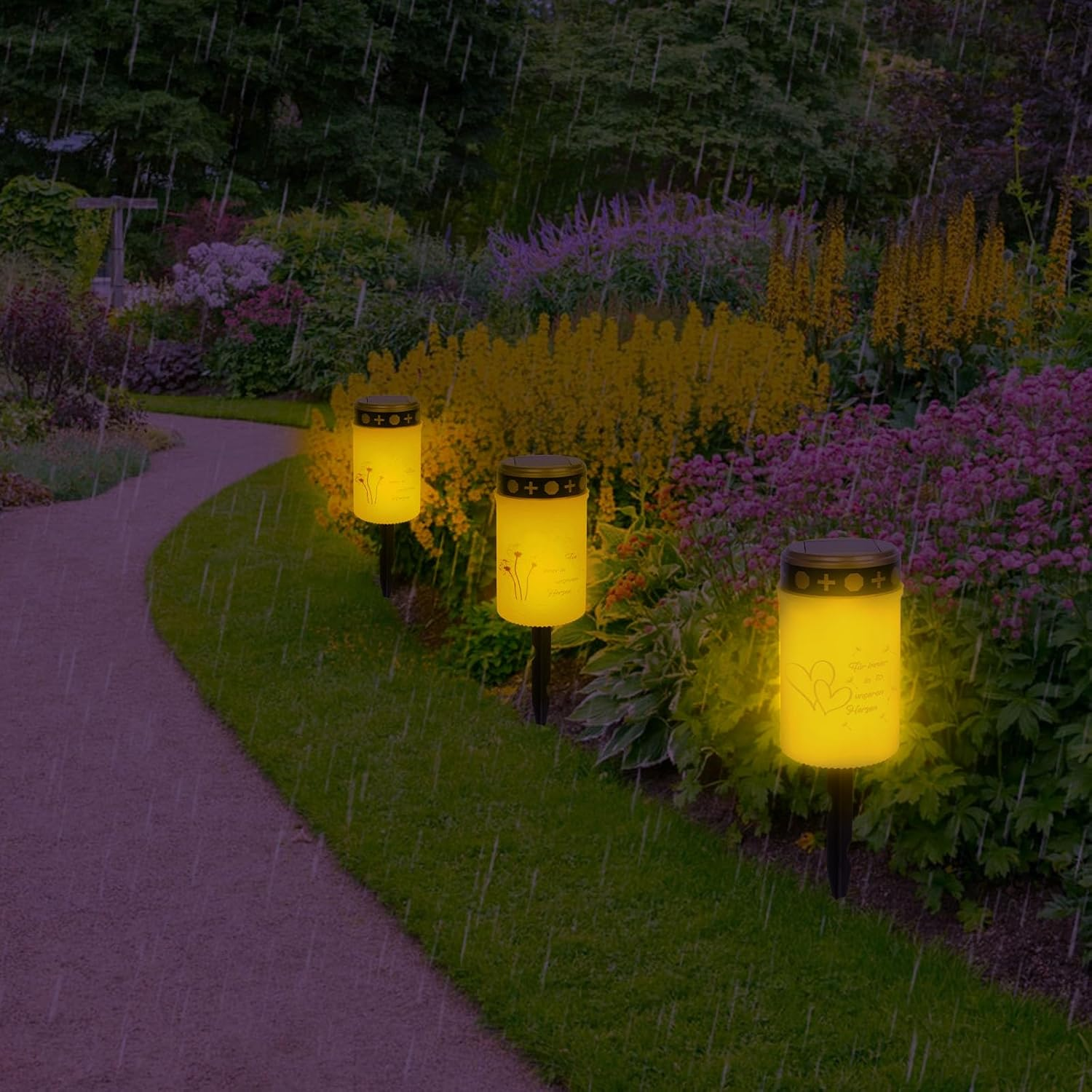 YYSWSAKY 2 Pack Solar LED Grave Light Solar Weatherproof Grave Lights for Outdoor Use LED Grave Light with Twilight Sensor Grave Candles White Forever in Our Hearts image number 3