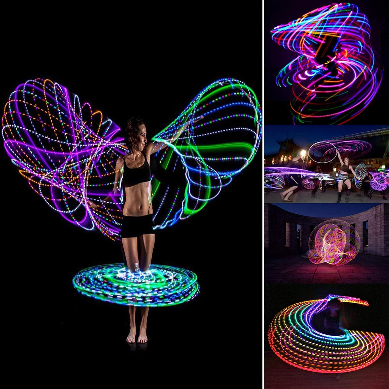LED Hula Hoop for Adults Children from 6 Years 10 Colours Strobing Change Fitness Dance Exercise Weight Loss Glow Brightening Multiple image number 6