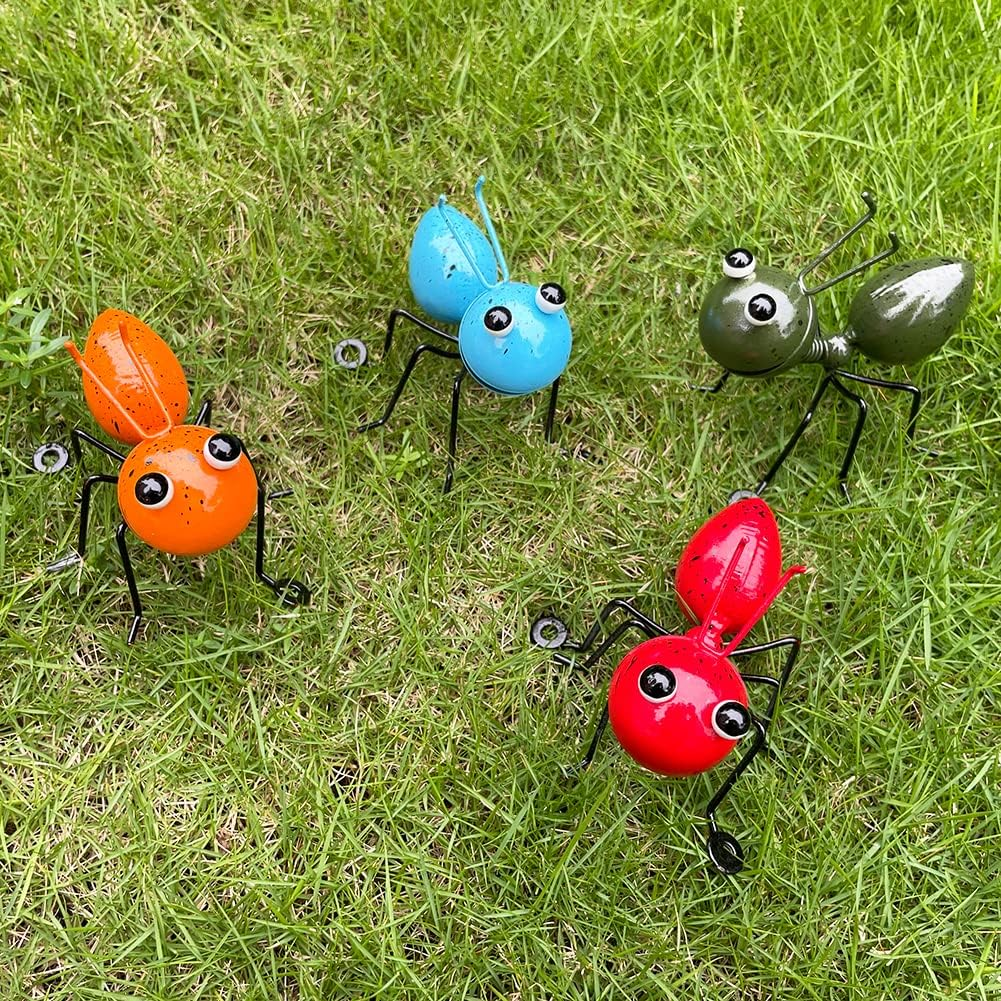 Metal Ants Garden Decor Insect Ornaments Indoor or Outdoor Garden Yard Art Wall Sculptures 4 PCS Set image number 4