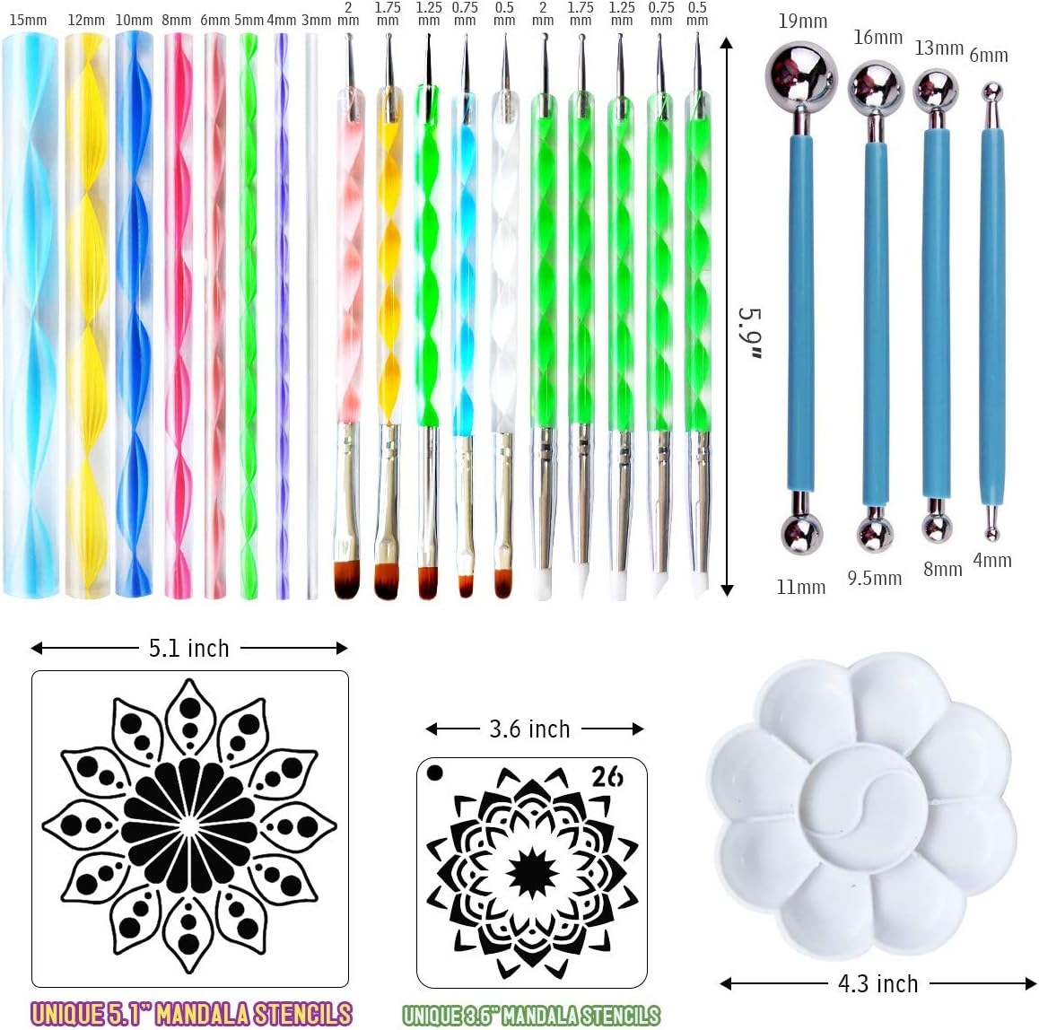 CH HAICHENG 30 PCS Mandala Painting Tools Mandala Dotting Tools for Painting Mandala Rocks, Nail Dotting and Art Drawing Supplies image number 4