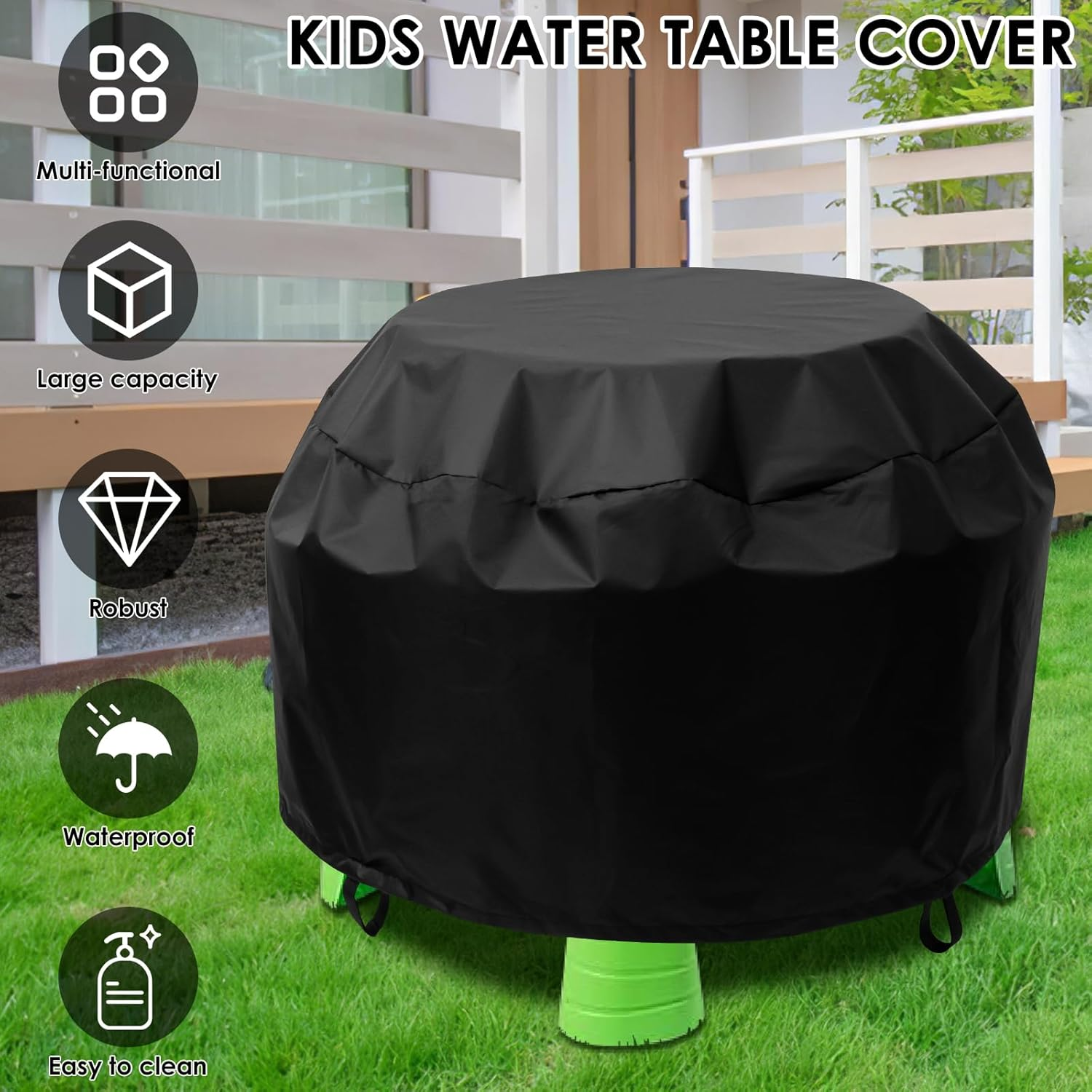 Kids Water Table Protector, Waterproof Dust Proof No UV Outdoor Toys Cover with PU Coating for Children Toddler Boy and Girl image number 3