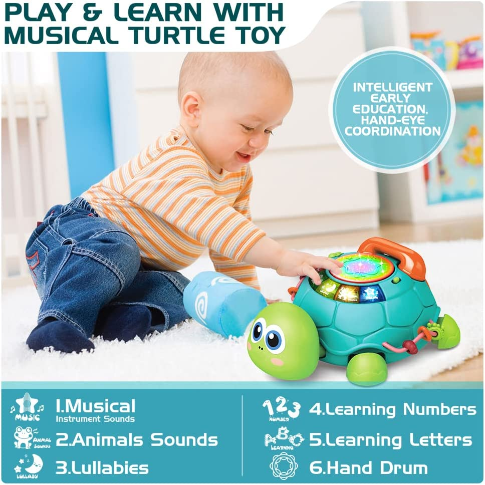 Baby Toys 6 to 12 Months, Musical Turtle Crawling Baby Toys for 12-18 Months, Early Learning Educational Toy with Light & Sound, Birthday Toy for Infant Toddler Boy Girl 7 8 9 10 11 Month 1-2 Year Old image number 2