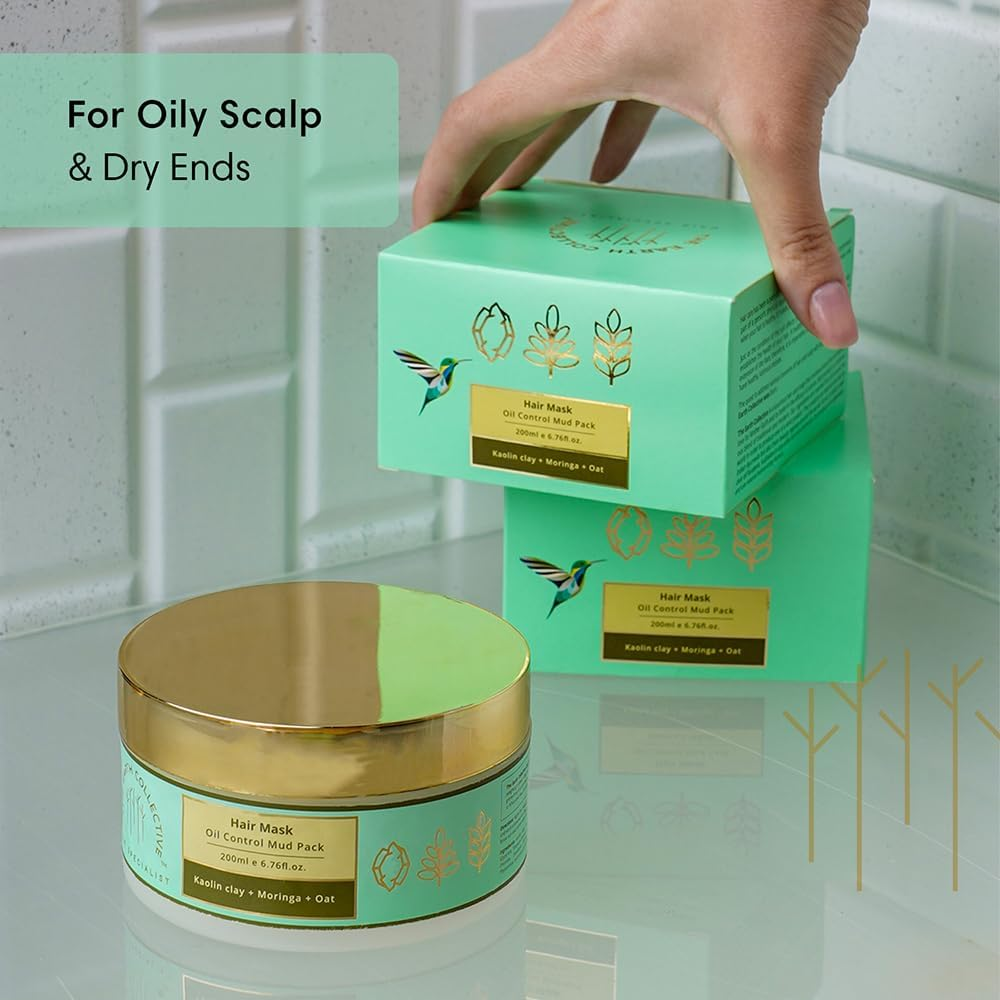 THE EARTH COLLECTIVE Oil Control Mud Pack, Contains Kaolin Clay, Moringa, Oat, Hydrates Hair, Removes Excess Oil from the Scalp, 200 Ml image number 2