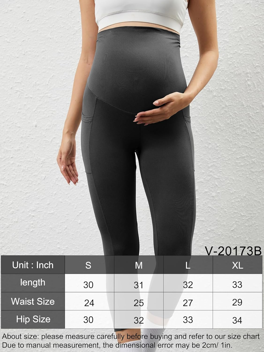 PARNIXS Maternity High Waisted Casual Sweatpants Comfortable Stretchy Maternity Pants with Pockets image number 2