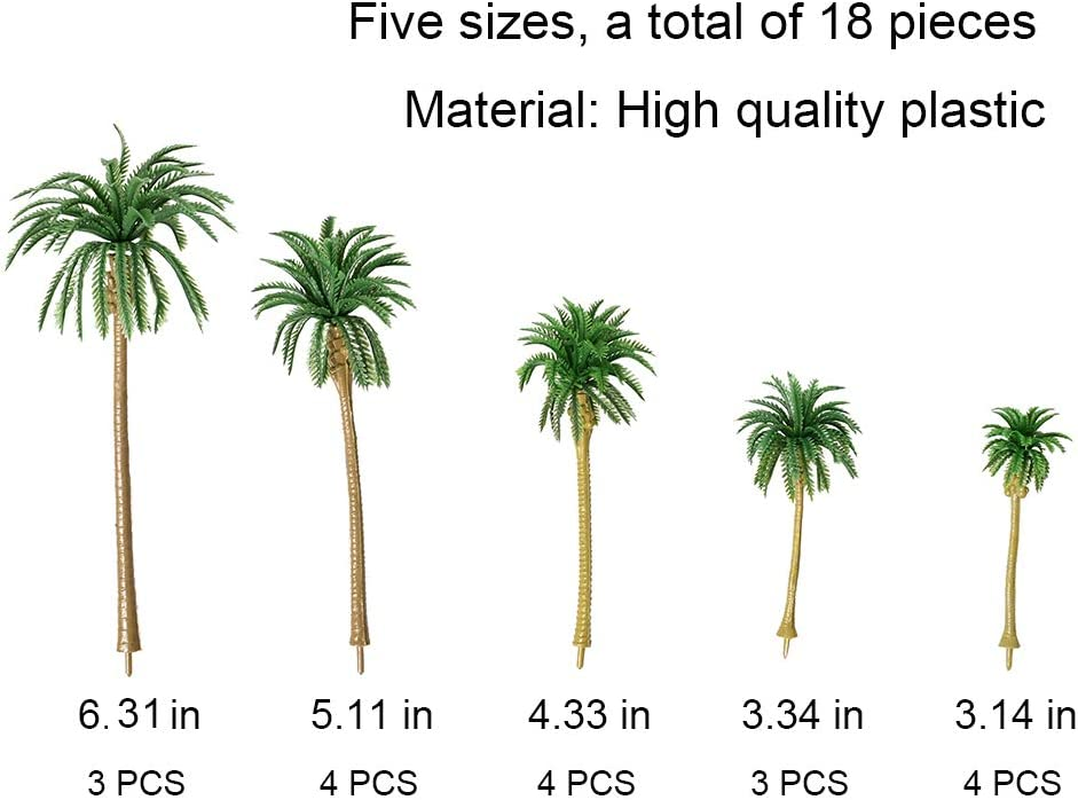 HUIANER Model Trees Palm Tree Miniature Landscape Trees for Projects, 18PCS image number 2