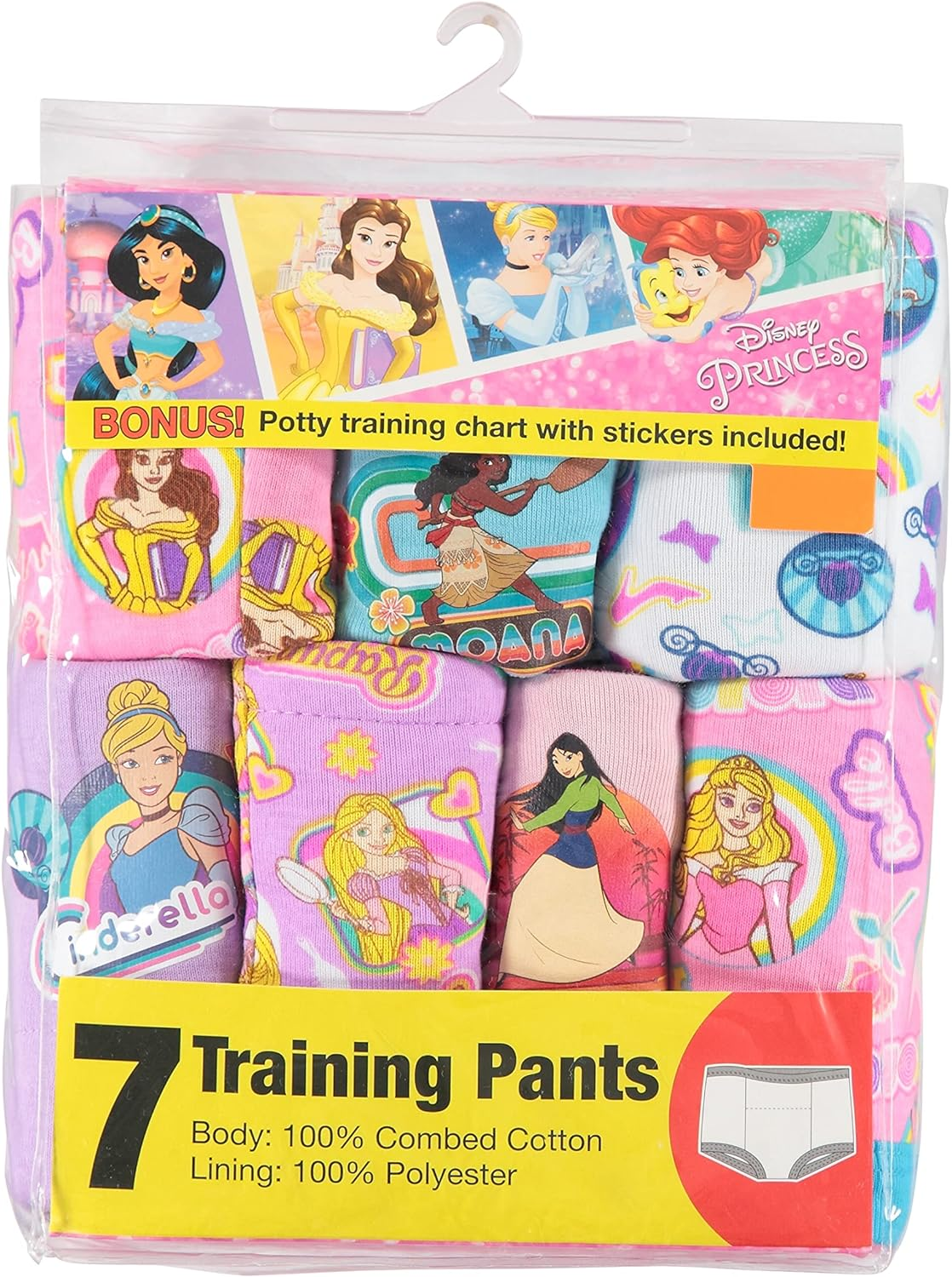 Disney Girls Princess Toddler Potty Training Pant and Starter Kit Includes Stickers & Tracking Chart Sizes 2T, 3T, 4T image number 4