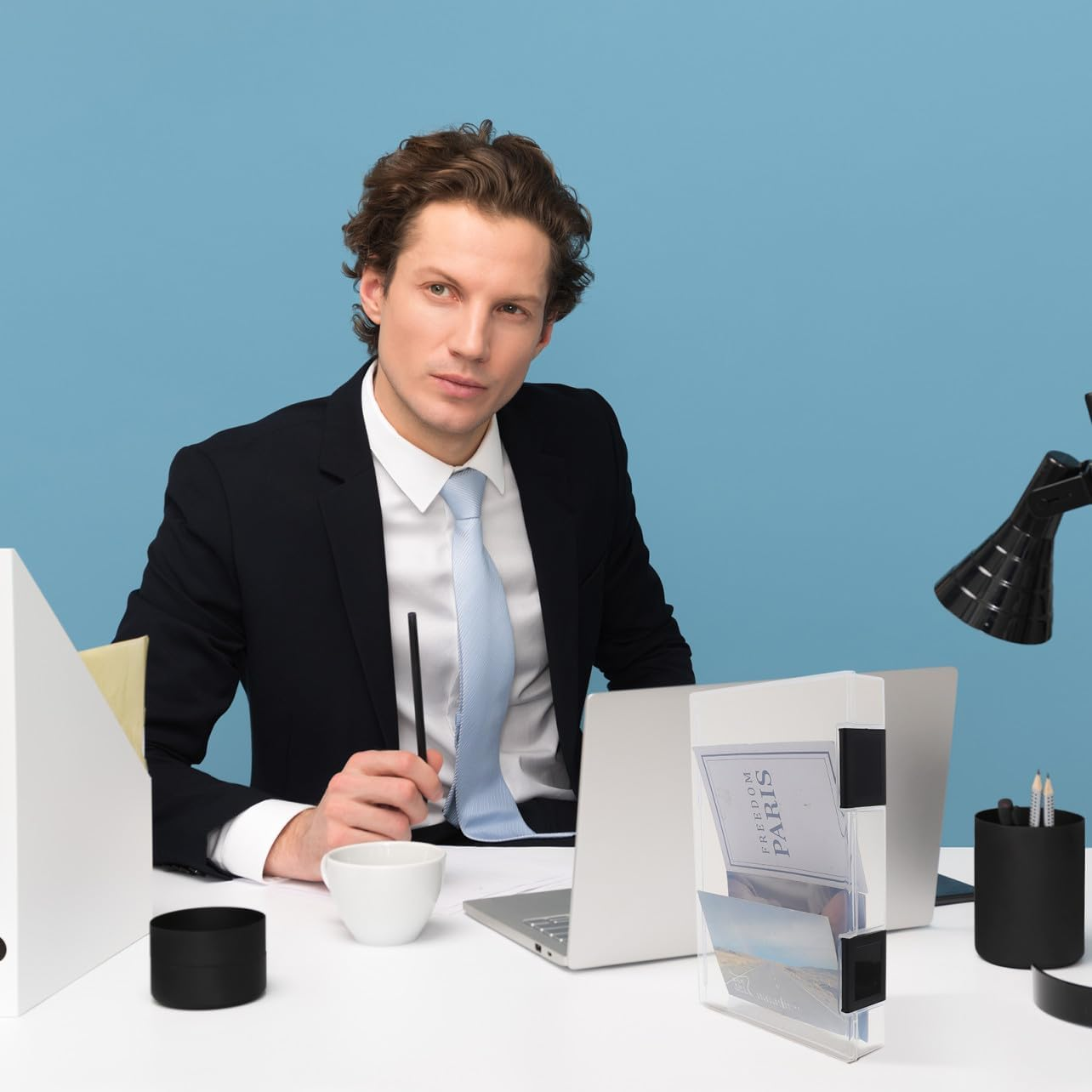 LALAFINA A5 Plastic Storage Organizer File Box with Dustproof Button, Thickened Document Holder for Office Desk and Desktop File Storage