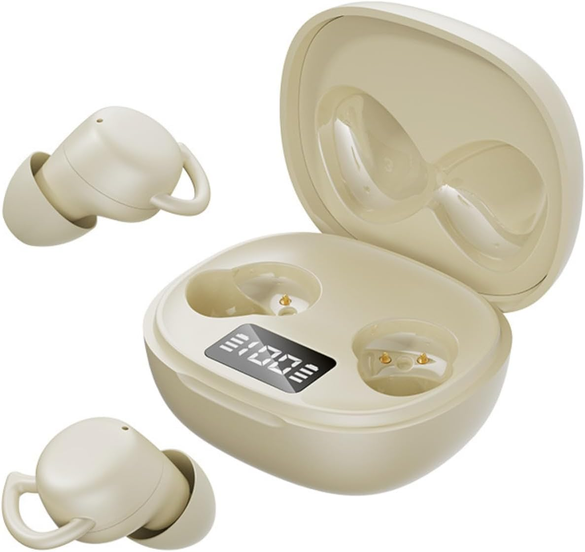 MENDUNER Wireless Earbuds Noise Cancelling, Bluetooth 5.4 Gaming Headphones 25H Playtime, Low Latency Mode, Lightweight Sleeping Earbuds for Running, Sports (Skin Color)