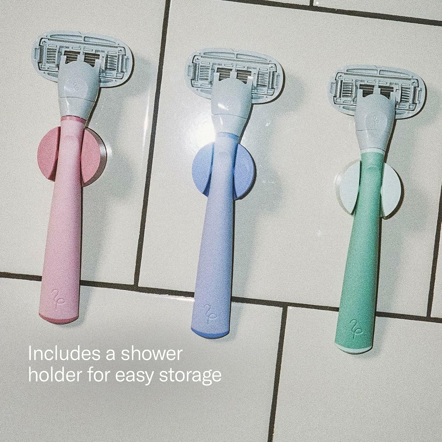 Flamingo Razors for Women, 1 Women'S Razor Handle (Lilac), 4 Razor Five-Blade Refills, and 1 Shower Holder