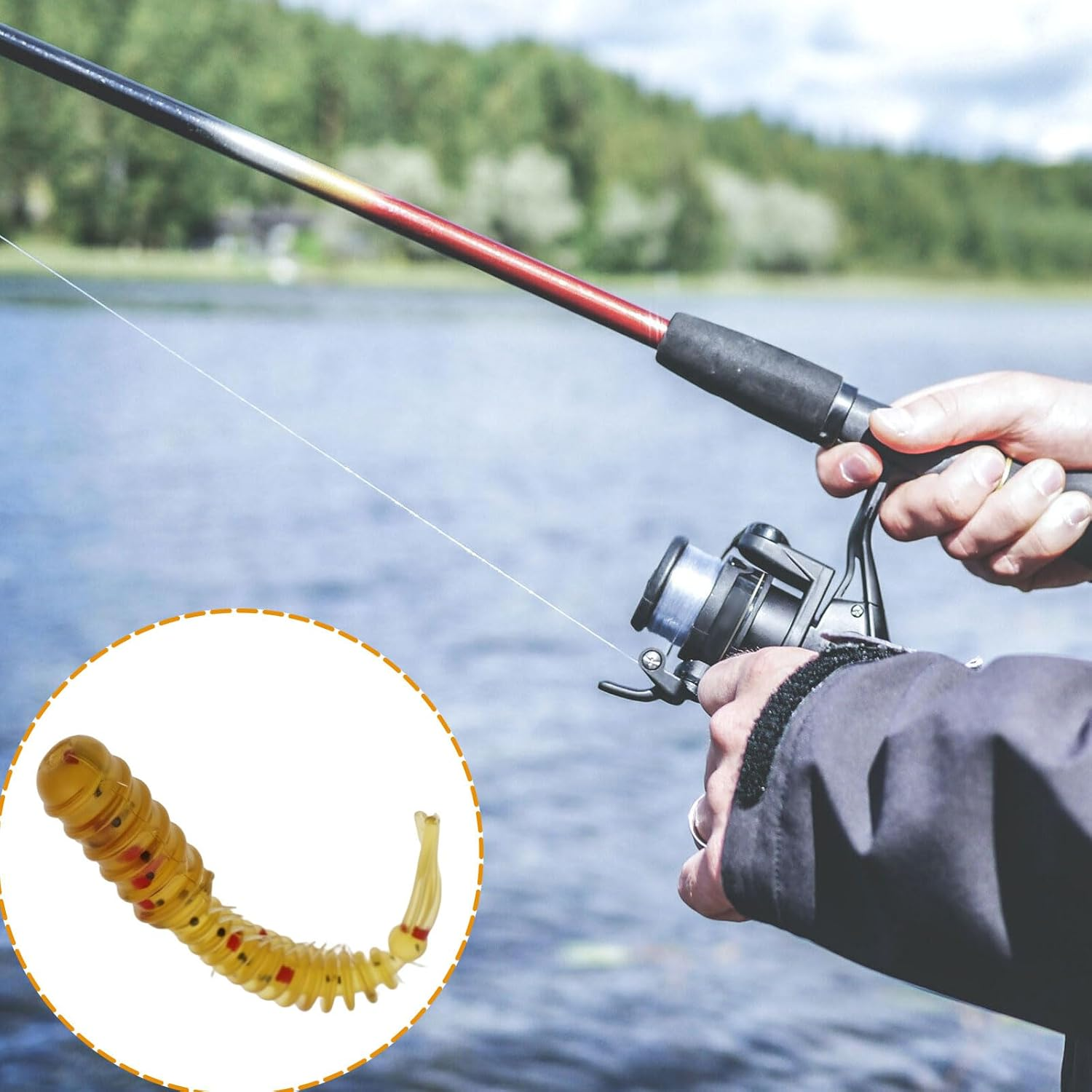 SING F LTD 20Pcs 45Mm Insect Bait Natural Lures Fishing Jig Suitable for Bass Carp Trout Brown image number 1