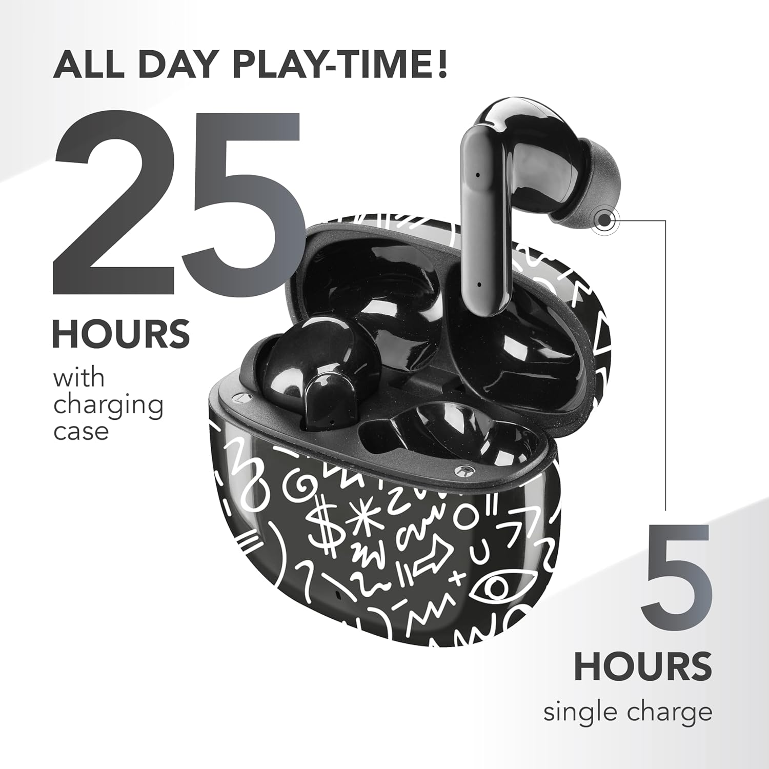 Music Sound - Fancy Bluetooth TWS Headphones - In-Ear Design - Wireless - Charging Case - Microphone - Playback Time up to 25 Hours - Many Colours and Patterns Available image number 7