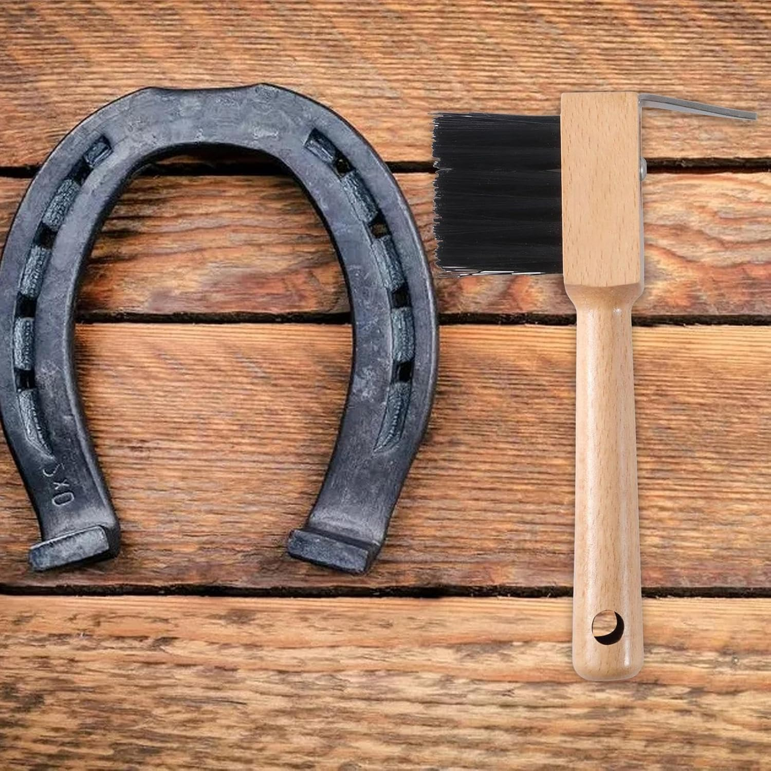 Hoof Pick - Equestrian Cleaning Tool, Hoof Care Picks for | Rubber Hoof Pick with Brush, Heavy Duty Metal Hoof Scraper, Robust and Textured Horse Grooming Kit For image number 5