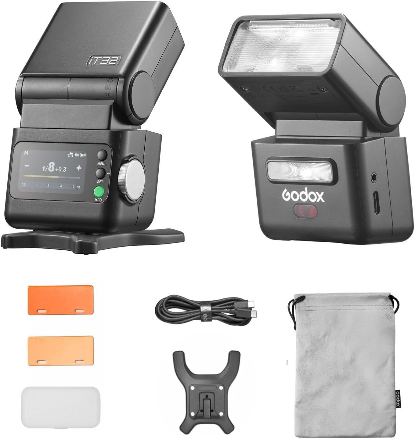 Godox IT32 TTL Camera Flash for Canon, Sony, Nikon, Fuji, Olympus Camera, Tochscreen Speedlight, 2.4G Wireless, GN18, Recycle Time 1.5S, Magnetic Interface, off Camera Flash for Wedding, Portrait image number 2