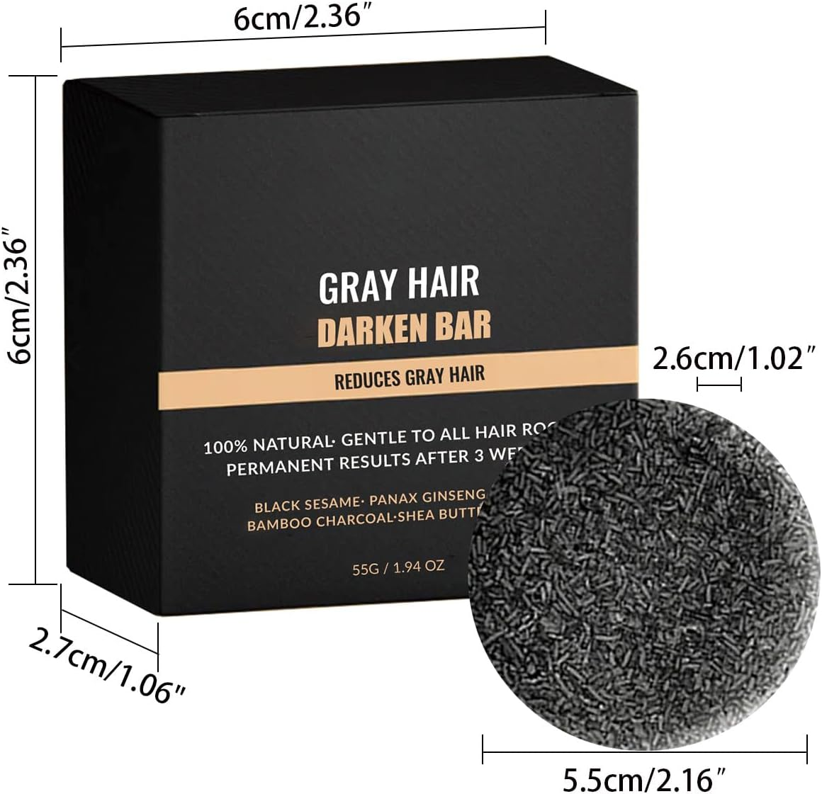 QPJUVC Anti-Grey Hair Shampoo Bar - Natural Hair Darkening Solid Shampoo, Grey Reverse & Coverage Soap for Men & Women, Cleanses & Nourishes Scalp for a Stronger, Shinier Hair (4) image number 5