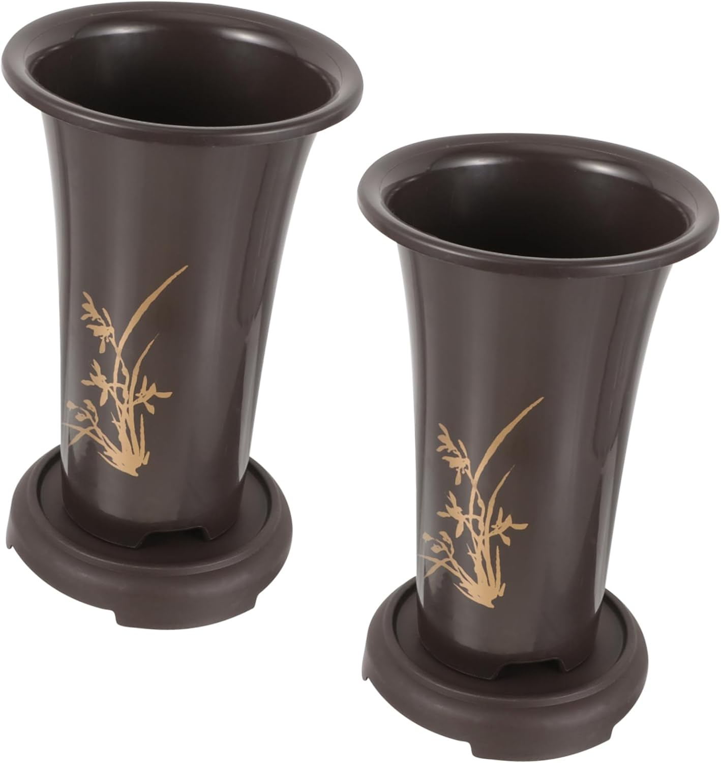Happyyami Ceramic Orchid Pots Set of 2 with Drainage Trays for Indoor Plants Large Flower Planters for Household Gardening and Orchid Planting