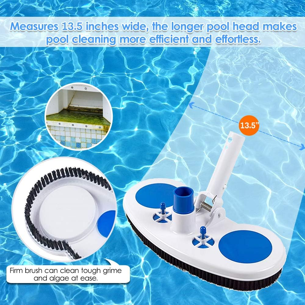 13.5-Inch Pool Vacuum Head Inground above Ground Vinyl Pool Vacuum Brush Head Spa Vacuum Attachment Cleaning Tool with Weighted Base and Brushes GTRH image number 4