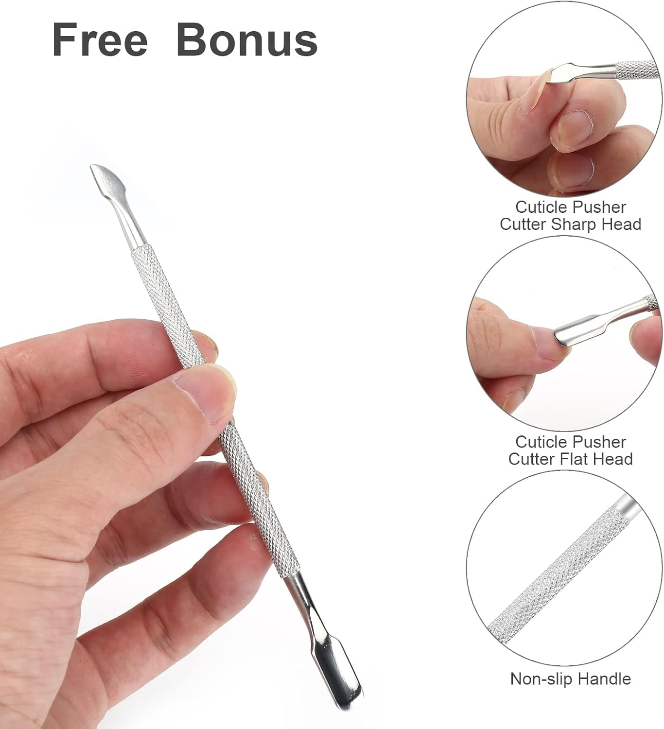 YLYL Metal Nail Cuticle Trimmer with Cuticle Pusher and Cutter, 2 Pcs Professional Cuticle Remover Tool Kit, Cuticle Cutter Set, Cuticle Nippers, Cuticle Clippers for Women, Manicure Pedicure Tool image number 2