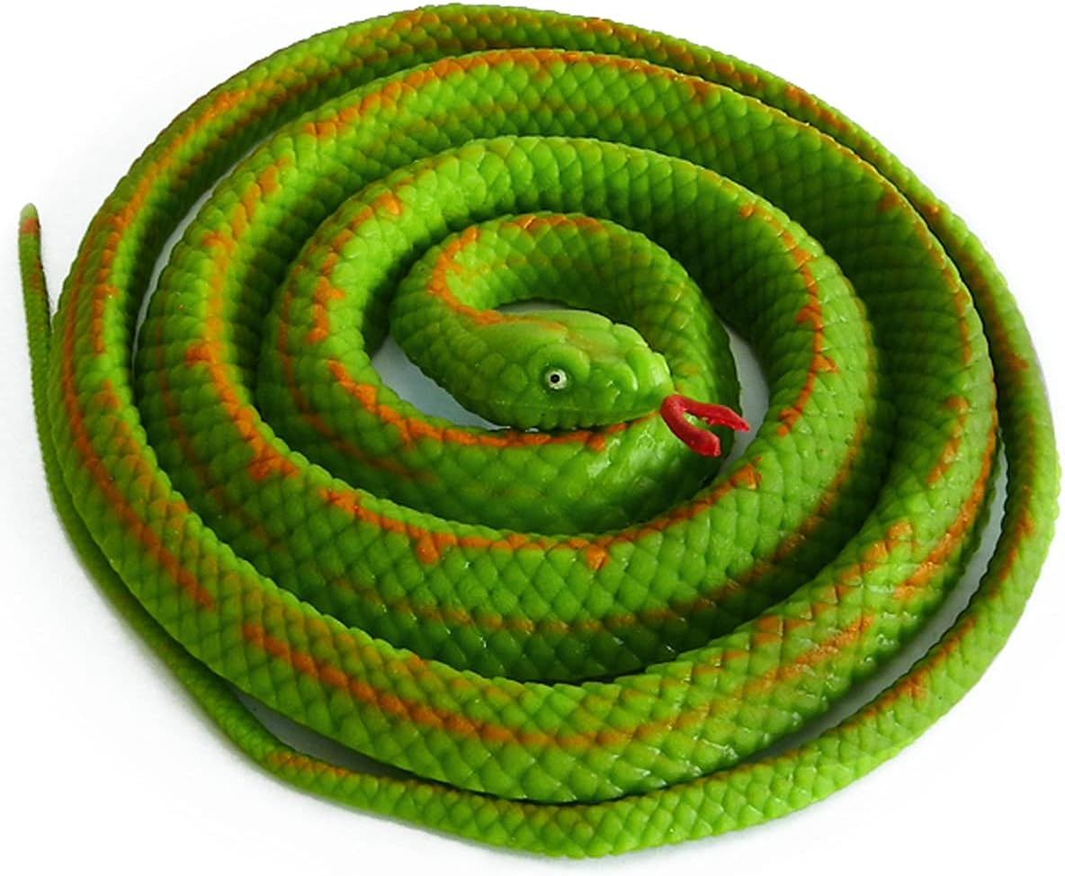 BOHS Elastic Rubber Green Snake- Stretch & Swing - Easy Camouflage - Prank Toy Scary Fake Lifelike Animal Model - 130 CM / 4.2 Feet image number 3
