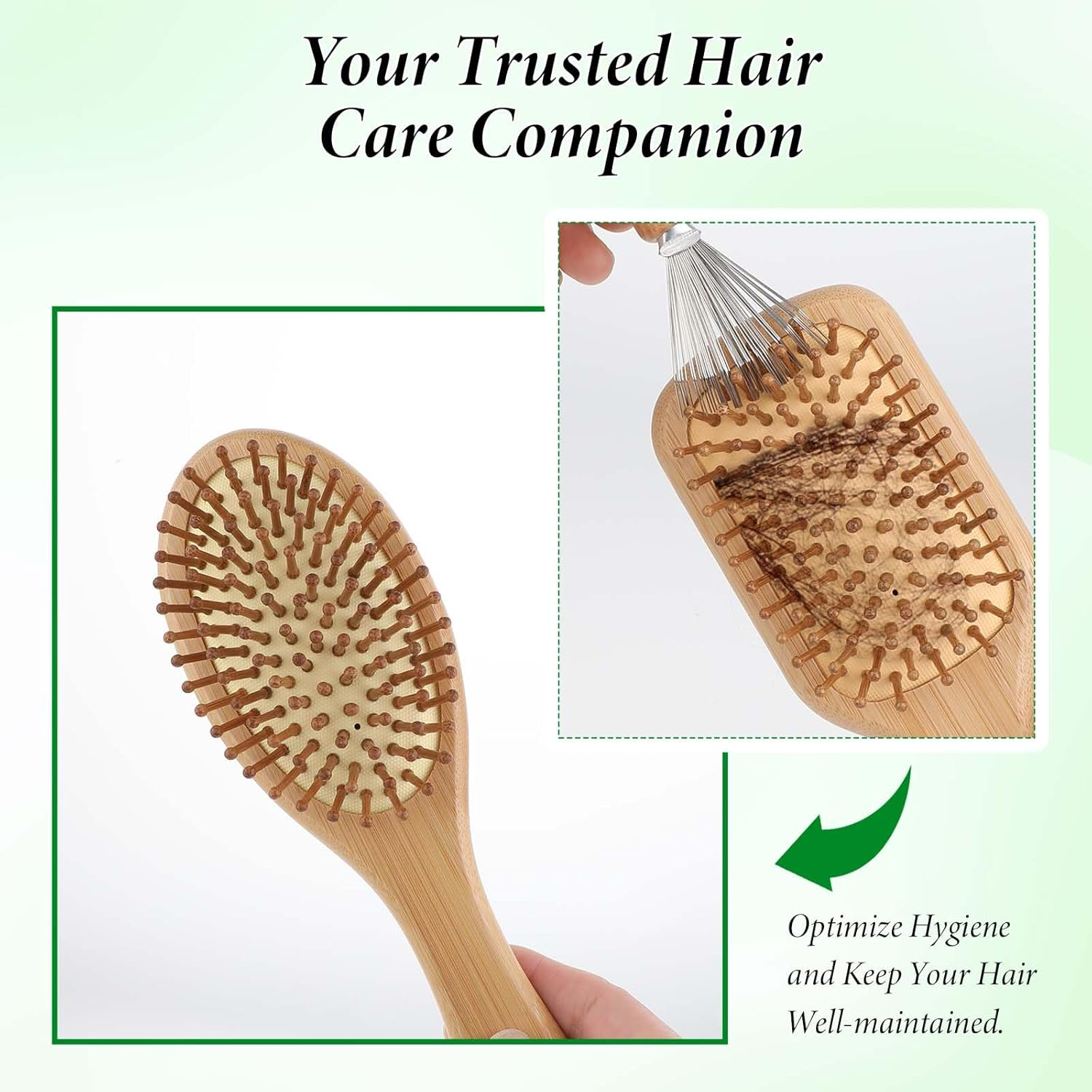 Telooco 4Pcs Hair Brush Cleaner Tool Double Head Comb Cleaner Wooden Handle Metal Wire Brush Rake Hairbrush Cleaning Tool for Removing Tangled Hairs and Dust Home Salon Use image number 2