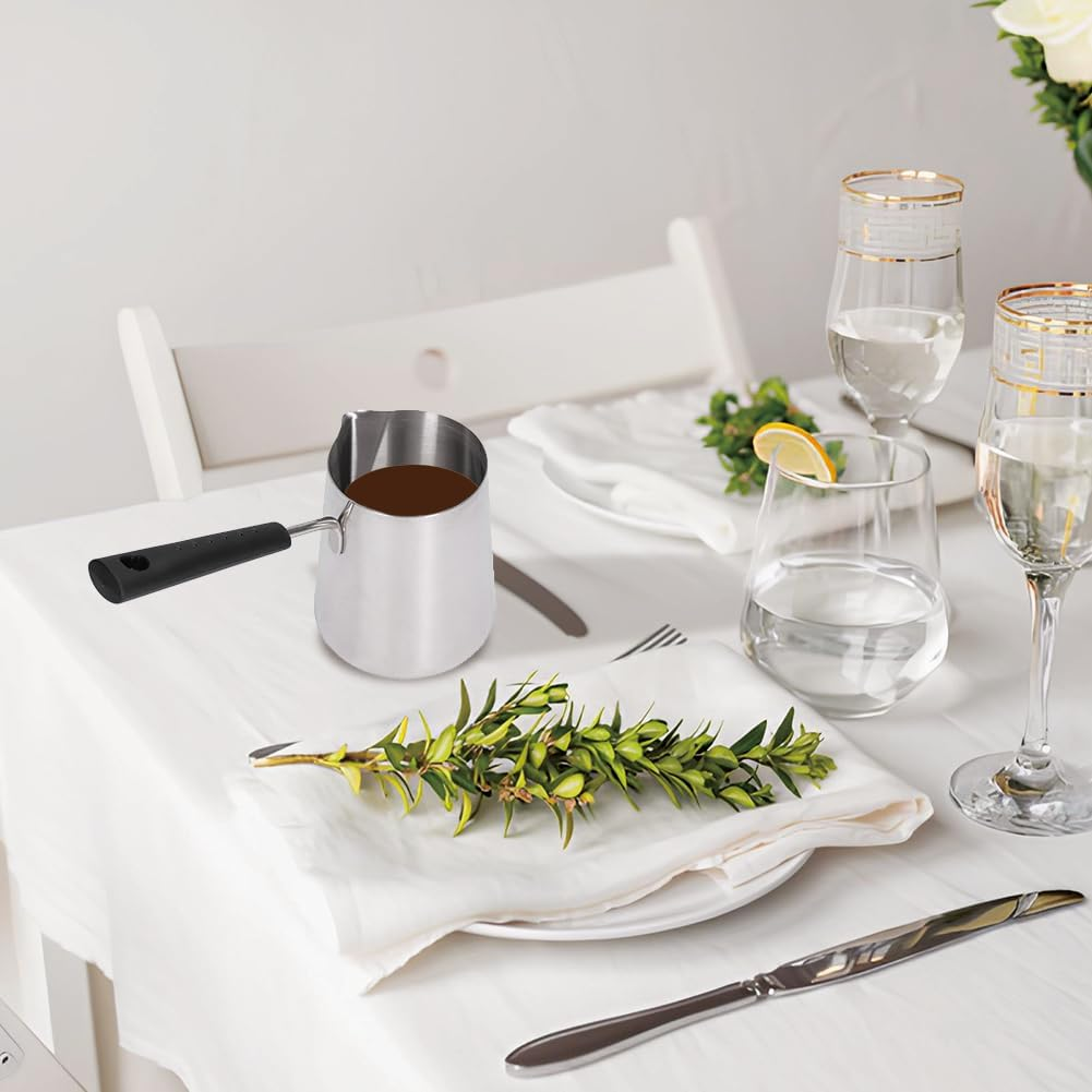 Turkish Coffee Pot, Greek Arabic Coffee Maker Stove Top Coffee Maker Professional Quality Stainless Steel Small Pot image number 5