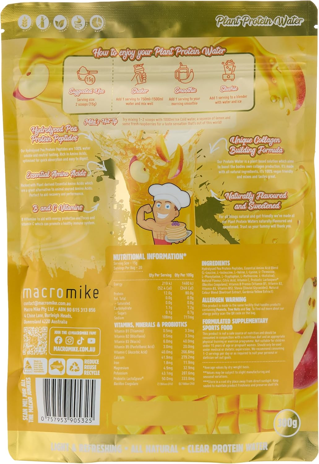 Macro Mike Apple and Mango Plant Protein Water 300 G image number 1