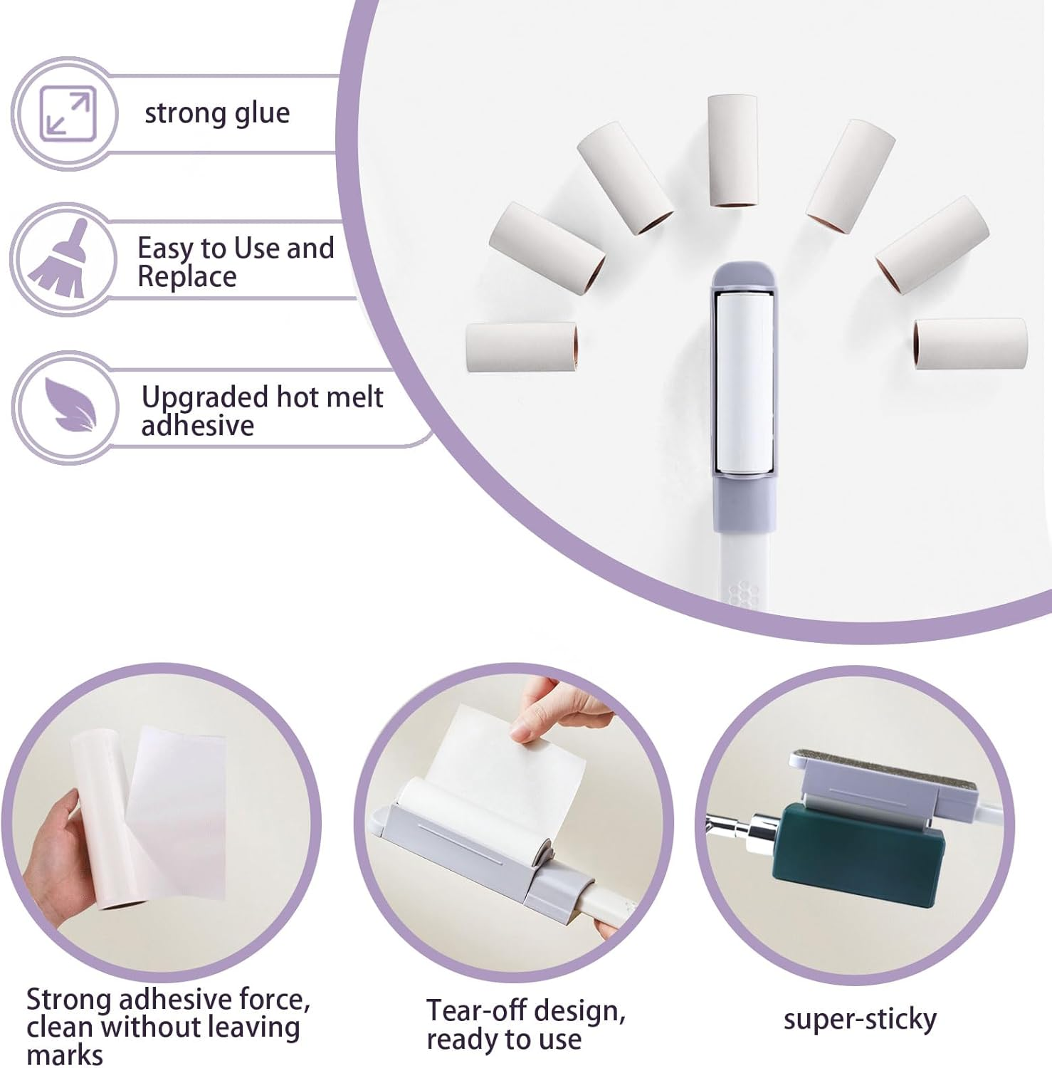 Realand 180 Sheets Lint Roller Refills, Lint Rollers for Pet Hair Extra Sticky, Dog and Cat Lint Remover for Clothes, Furniture, Couch, Car, 6 Refills image number 2