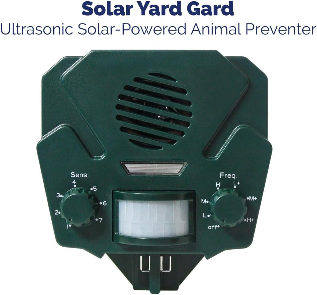 Bird-X Solar Yard Gard, Ultrasonic and Solar-Powered Animal Decoy Device with Motion Sensor, Easy to Install, Covers up to 3,000 Sq. Ft., 15-25 Khz Frequency, 8.5" X 7" X 4" image number 5