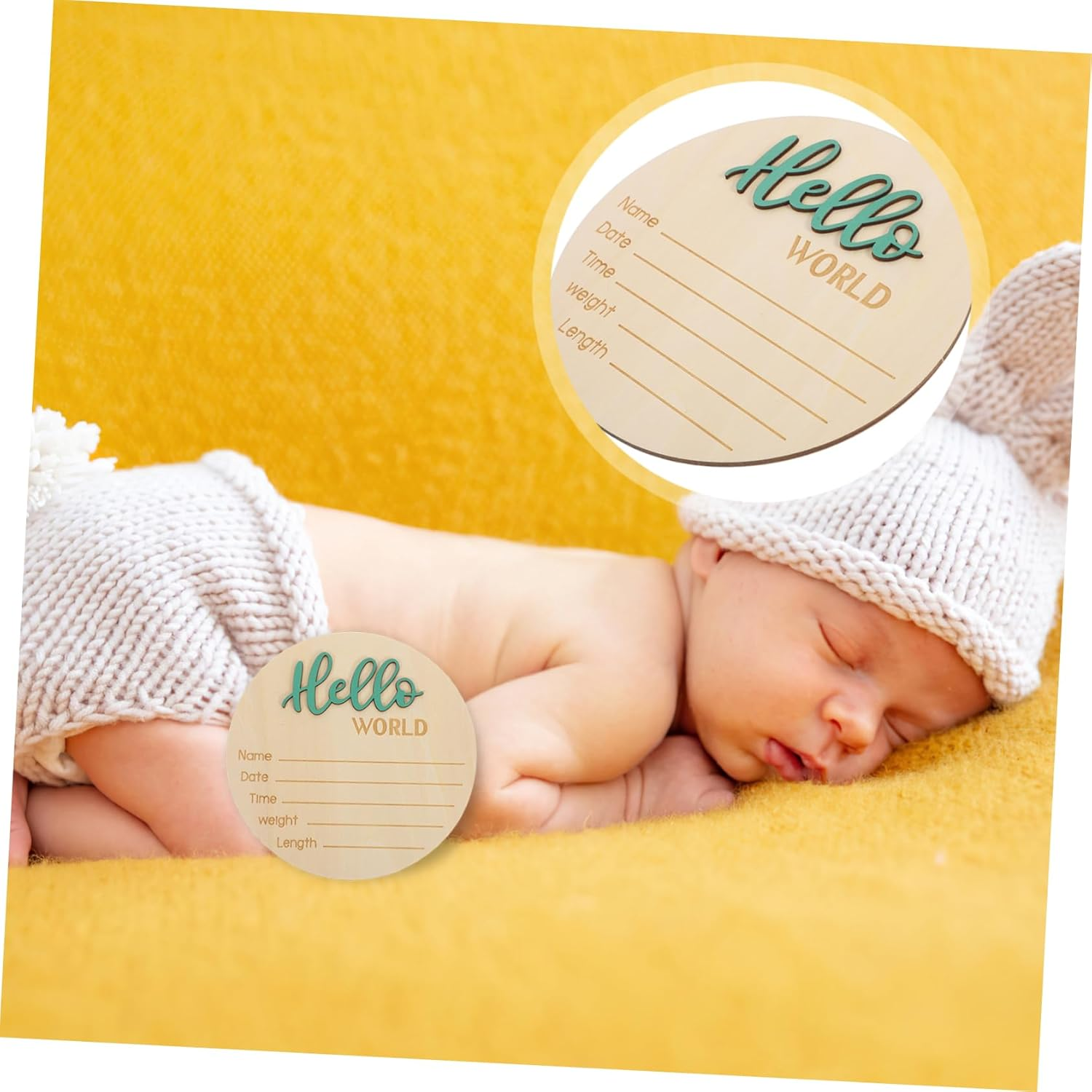 BESPORTBLE Announcement Wooden Sign Newborn Photography Prop Essential for Newborn round Birth Announcement image number 4