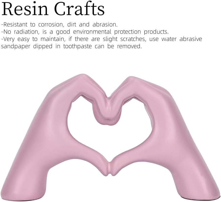 Heart Shaped Hand Carved Decoration, Cute Decoration Gift Suitable for Living Rooms, Offices, Bookshelves, Art Aesthetics, Consoles, Wedding Decorations (Pink) - Pink image number 2