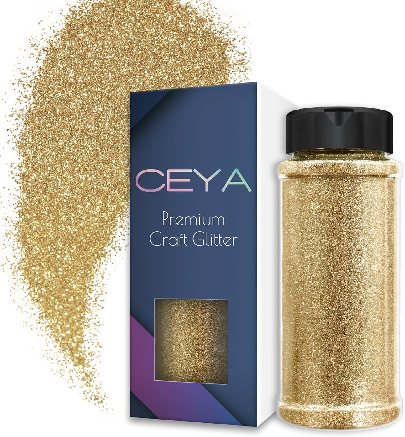 Ceya 3.8Oz/ 110G Ultra Fine Glitter Powder Champagne Gold Glitter 1/128&rdquo; 0.008&rdquo; 0.2Mm for Resin Tumbler Jewelry Nail Art Face Body Festival Makeup Scrapbook Wedding Cards Painting Arts
