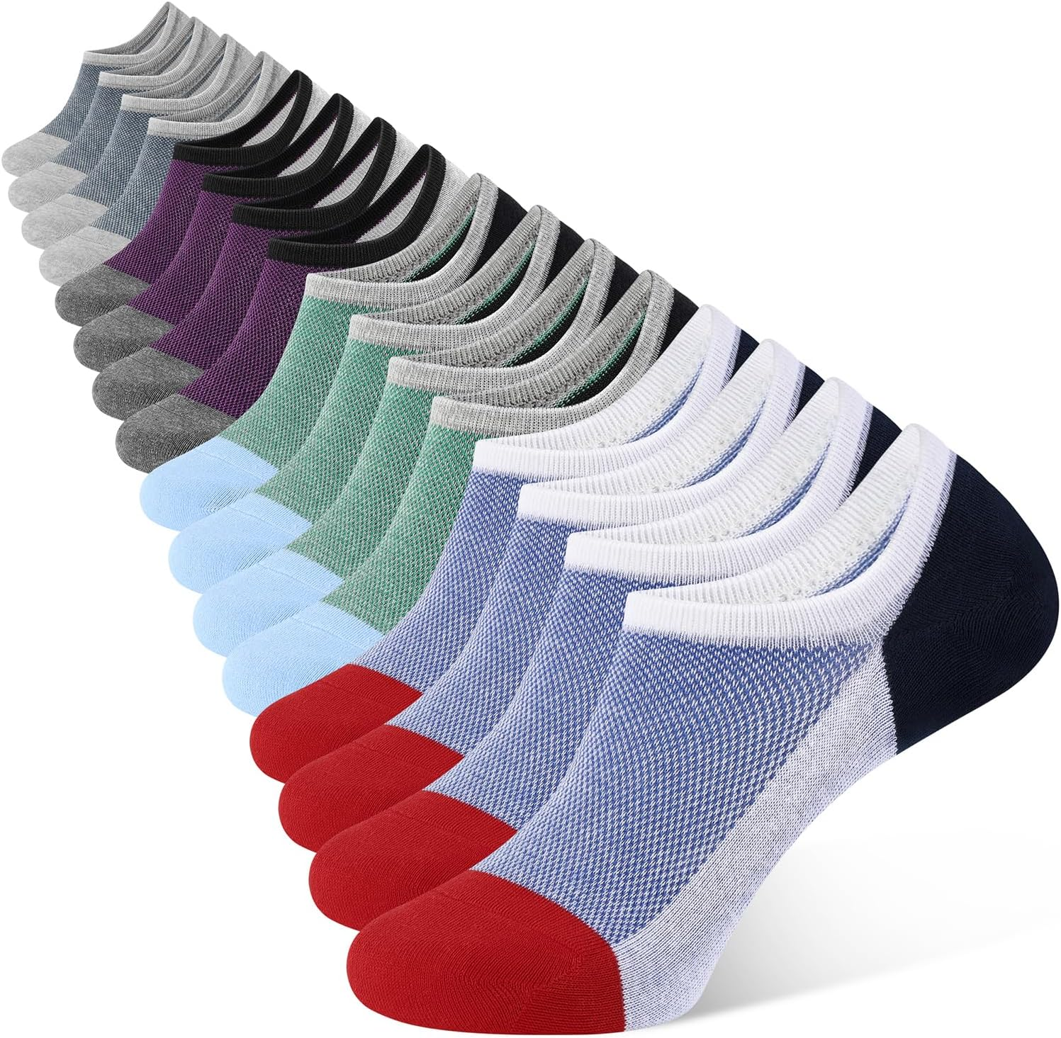 CLOSEMATE Mens No Show Socks Invisible Low Cut Socks Non Slip Casual Socks with Anti-Slip Silicone Stripes