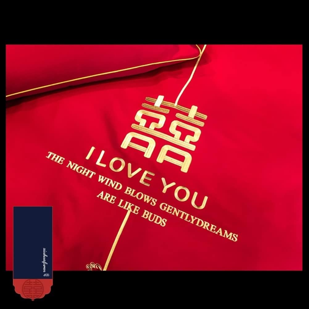 Red Duvet Cover King Full/Double Size Solid Comforter Cover Soft and Breathable Red Bedding Set with Zipper Closure with 1 Fitted Sheet and 2 Pillow Shams (Color : I, Size : 220X240-200X220Cm) image number 1