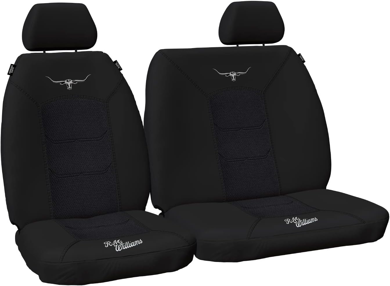 Sperling RM Williams RMW Longhorns Jacquard Black Front 3/4 Bench Universal Car Seat Covers image number 2