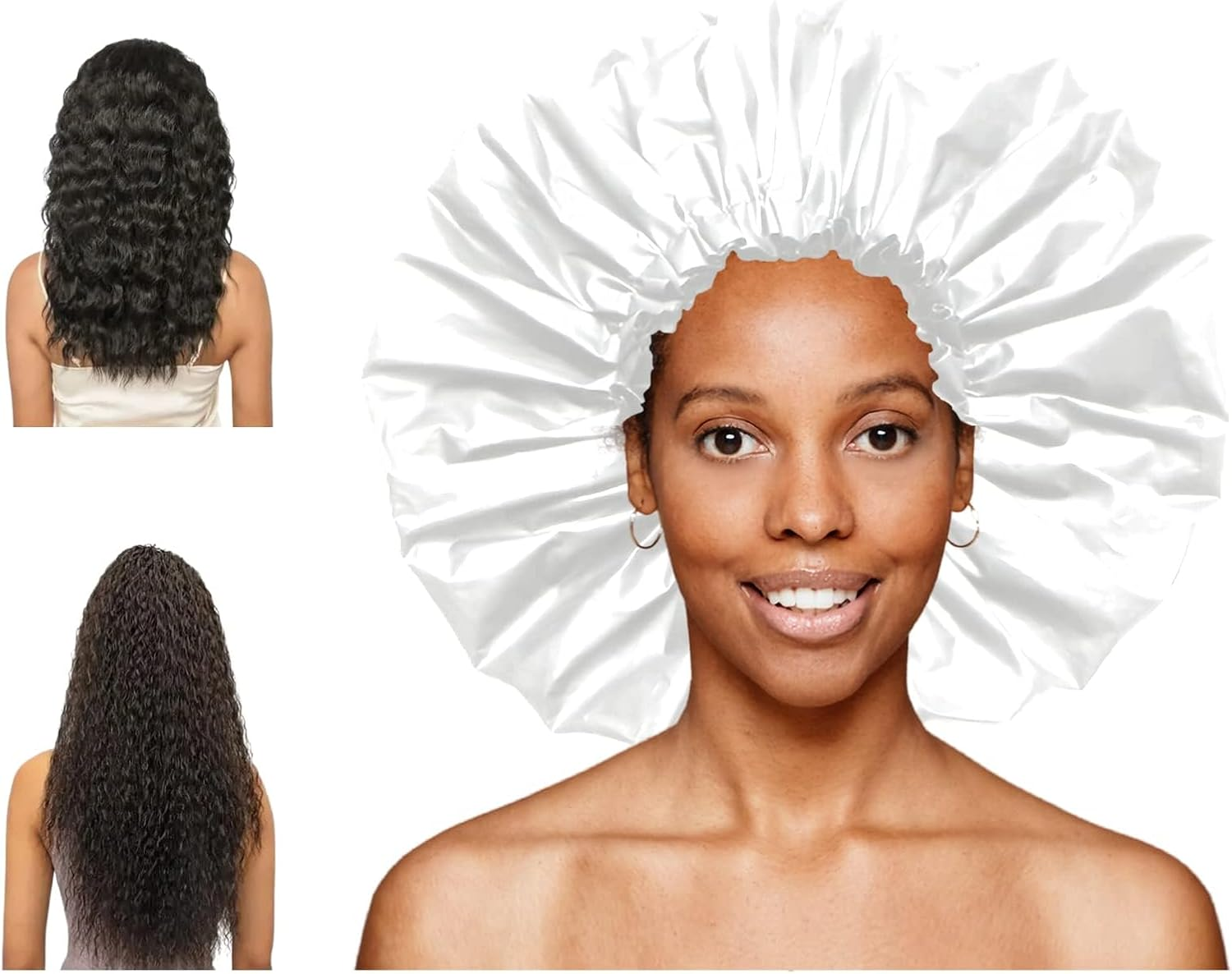 FIENSYDL Extra Large Shower Cap, Jumbo Adjustable, Reusable Shower Caps for Dreadlocks, Waterproof Bath Cap for Women, Girls, Braids, Long Hair, SPA image number 3