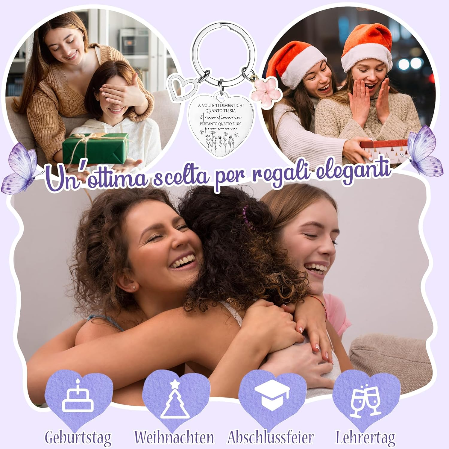 Xuniea Set of 2 Motivational Gift Set for Women Friends Colleagues Inspirational Cosmetic Bag with Floral Pattern Keyring with Flower Pendant for Teacher Birthday School Graduation Farewell image number 5