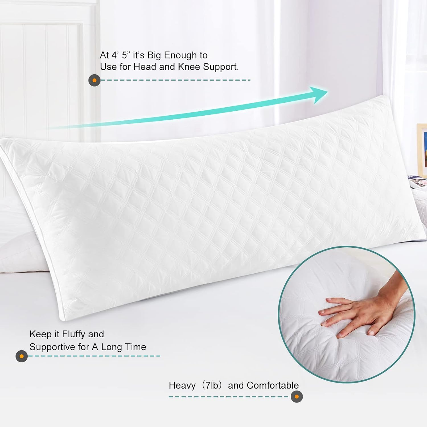 Oubonun Full Body Pillow for Sleeping-Adjustable Firm and Fluffy Body Pillows for Adults-Long and Large Pillow for Bed- 21"X54" image number 1