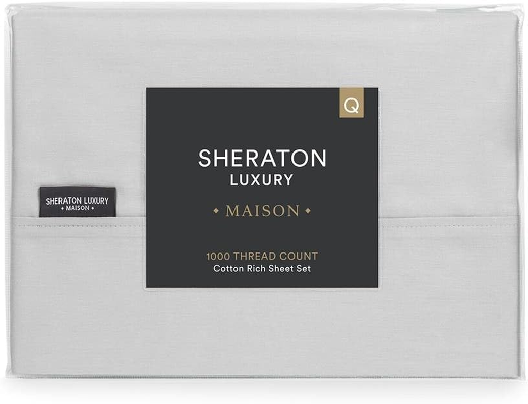 Sheraton Luxury 1000 TC Cotton Rich Sheet Set Queen Bed Dove Grey image number 1