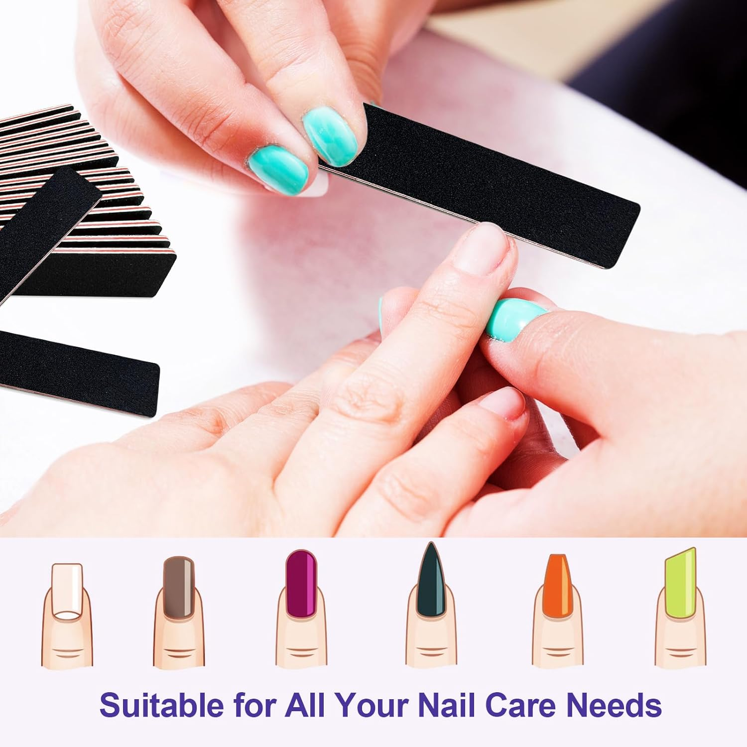 Homeyera - UPGRADED MATERIAL QUALITY - These Nail Files Have Been Meticulously Crafted with Premium Sandpaper, EVA and Emery Materials, Not Only Reusable and Washable, If image number 4