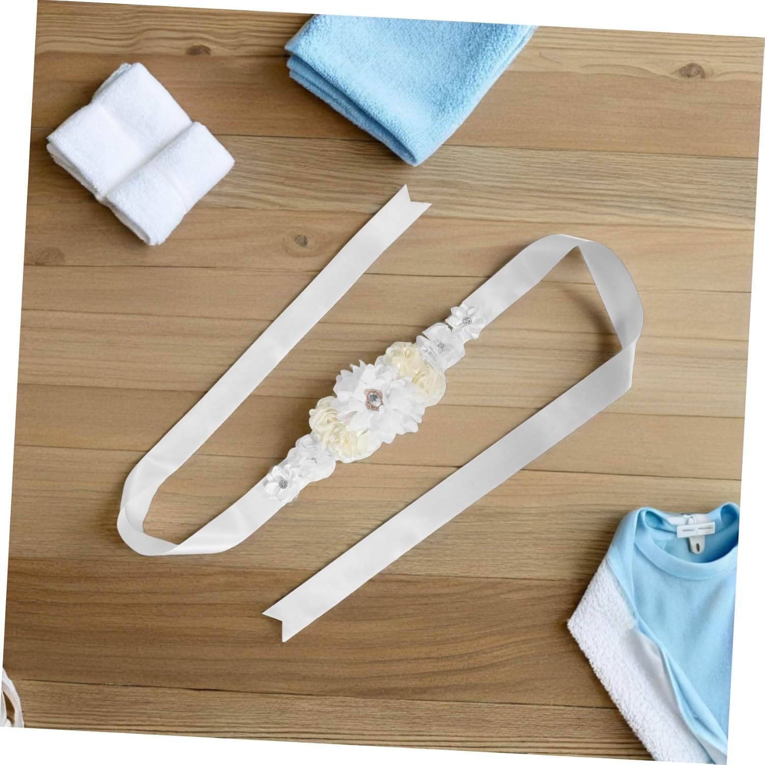 Kisangel Adjustable Floral Maternity Belly Sash Belt for Pregnancy Comfort and Support Soft Breathable Fabric Elegant Shower Accessory for Photoshoots and Bridal Parties image number 5