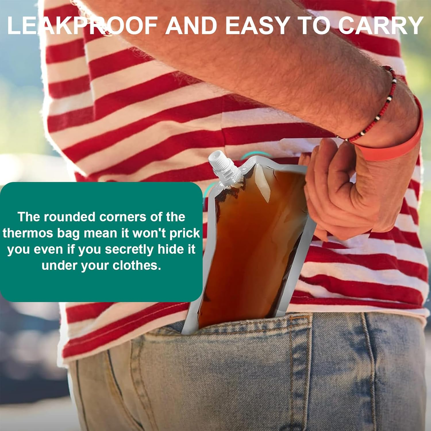 Rhoyee 10PCS 250Ml Reusable Drink Pouches with Screw Caps &ndash; Leakproof Plastic Hip Flasks for Alcohol, Juice & Water &ndash; Foldable Travel Pouch Bags for Festivals, Camping & Hiking image number 3