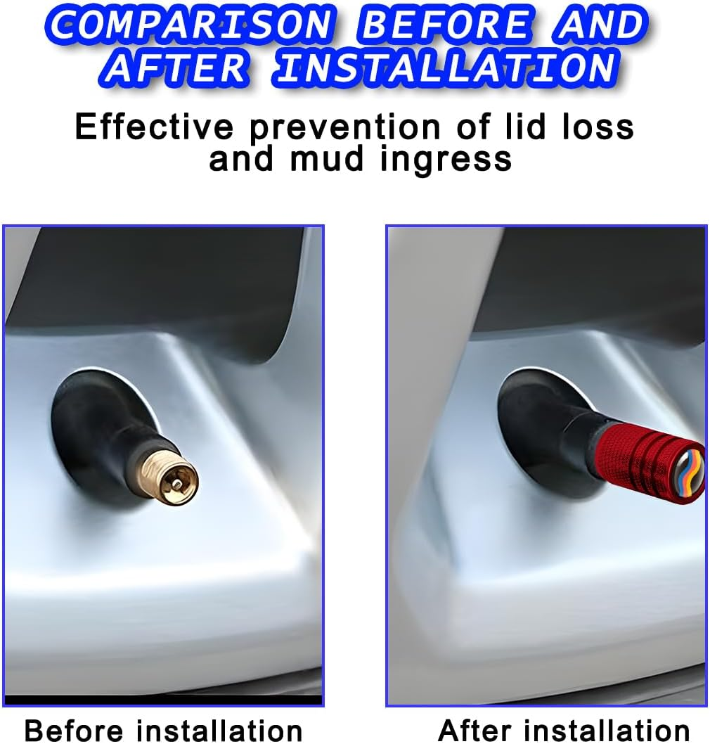 JNNJ 4 Pieces Car Wheel Tyre Valve Stem Cap, Aluminium Alloy Dust Caps for Car Tyres, Aluminium Alloy Tyre Valve Cover, Universal Car Valve Stem Cover (Red)