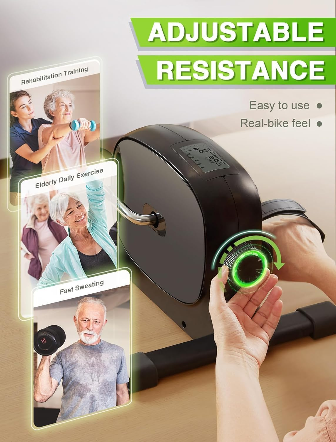 MINYII under Desk Bike Pedal Exerciser for Arm/Leg Exercise - Portable Mini Exercise Bike Desk Cycle,Leg Exerciser for Home/Office Workout image number 4