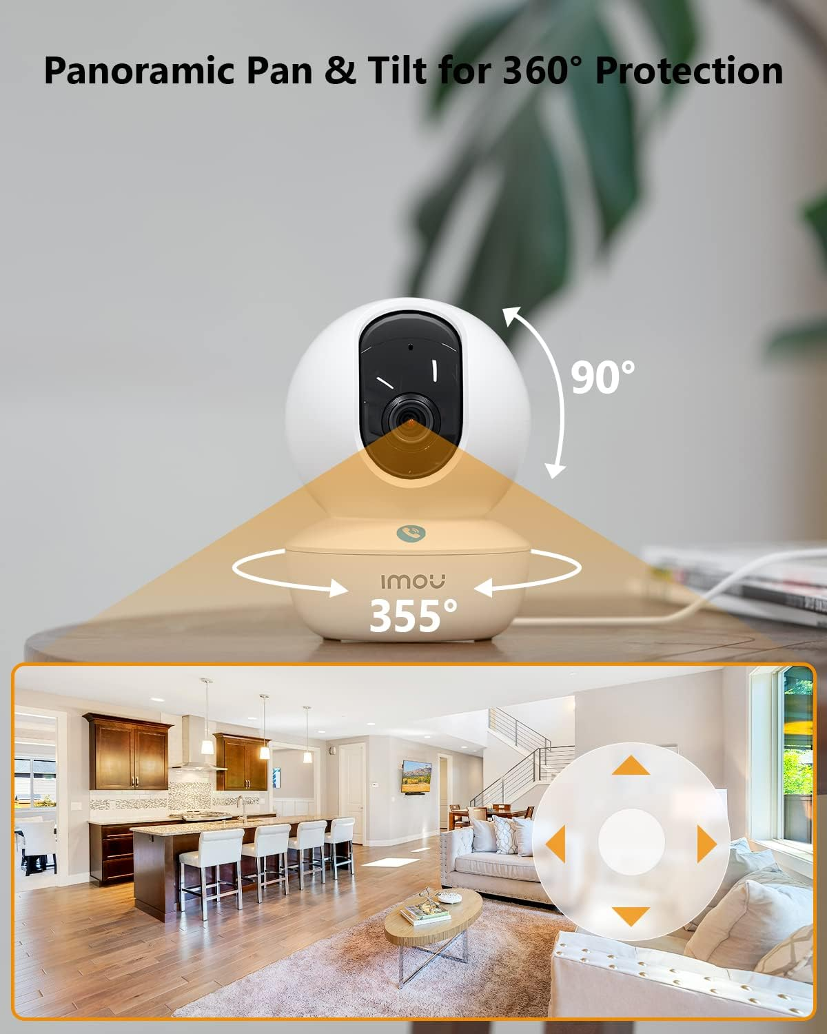 Imou 2K Wifi Security Camera Indoor with AI Human/Sound/Motion Detection, 360&deg; Baby Monitor Pet Camera with One-Touch Call, Smart IR Night Vision, Siren, Smart Tracking, 2-Way Talk, Works with Alexa image number 6