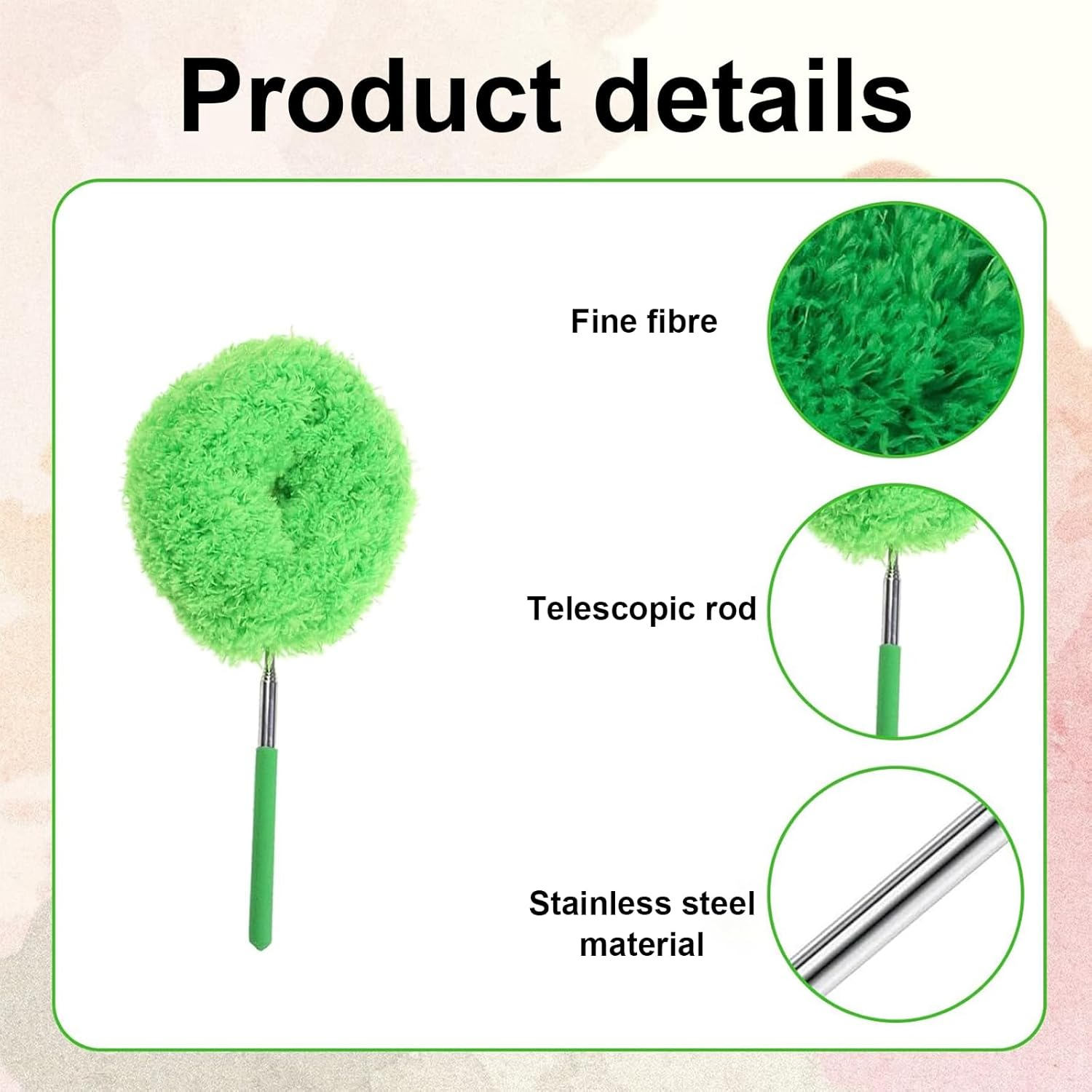 Ceiling Fan Cleaner Duster, Retractable Ceiling Fan Cleaner Duster Reusable Microfiber Blade Cleaner Fan Cleaner (Green) image number 3