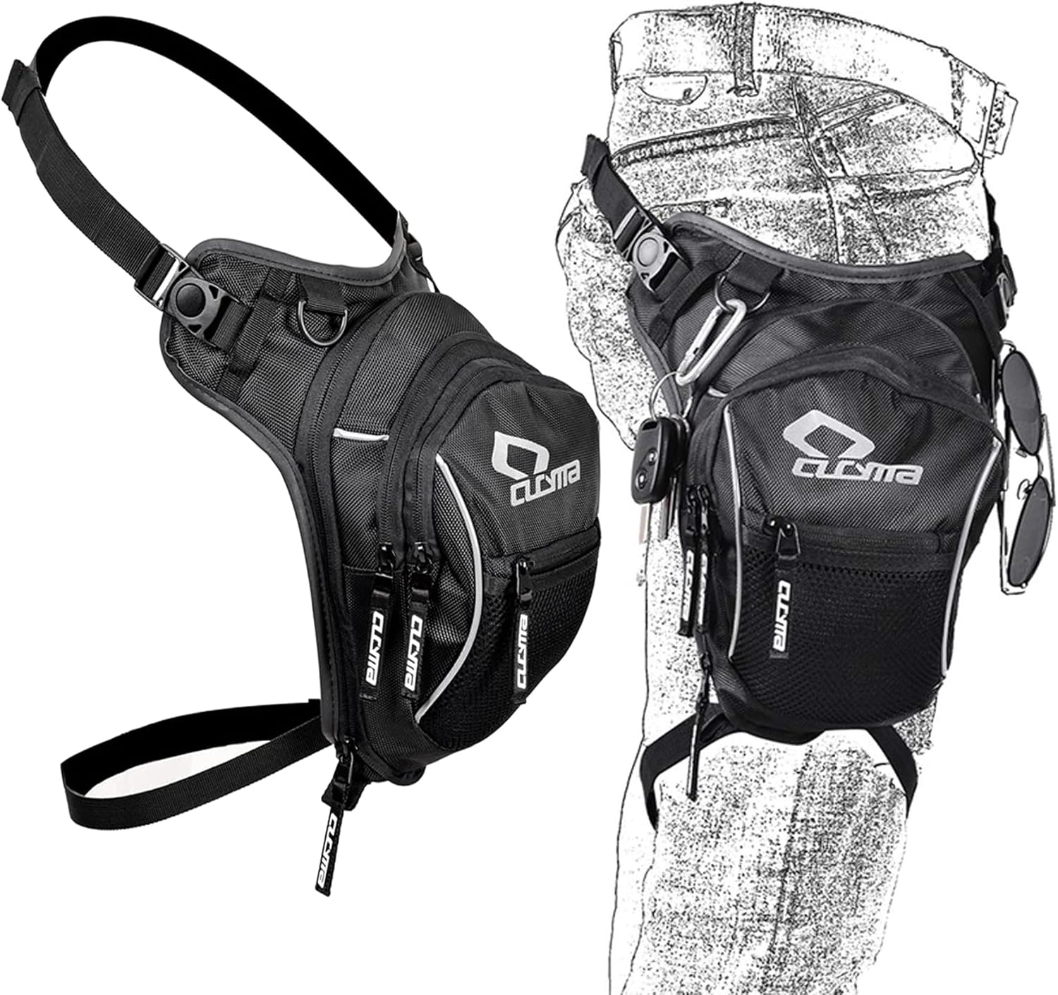 Thigh Bag,Motorcycle Leg Bag Water-Resistant,Drop Leg Bag for Men Women, Multifunctional EVA Drop Leg Pouch,Expandable Storage Pack for Cycling Hiking Climbing Fishing