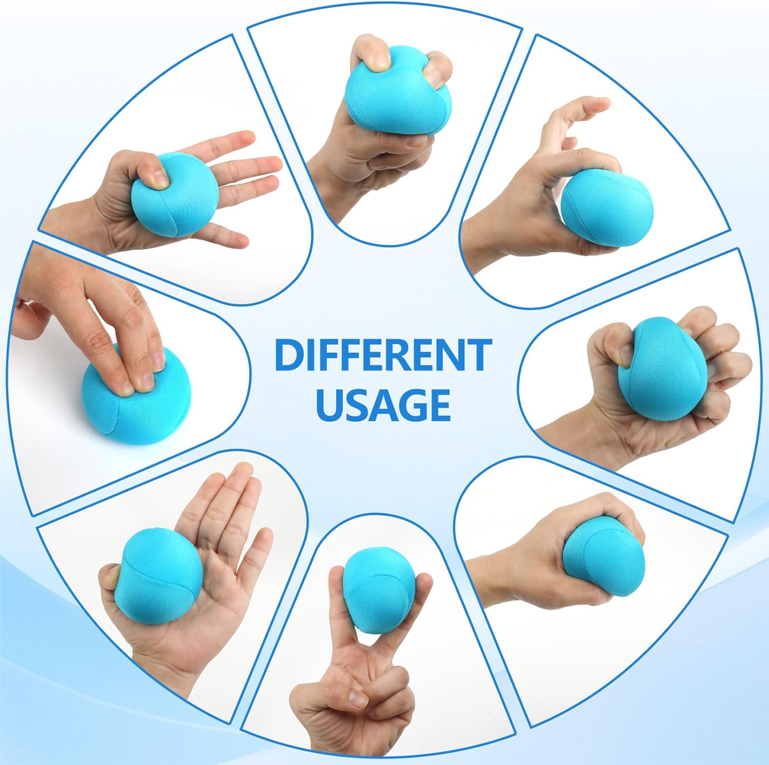 ZCOINS 4 Pcs Stress Balls for Adults, 6CM Grip Balls for Hand Strengthening, Hand Exercise, Squeeze, Stress Relief, Soft, Medium, Hard image number 2