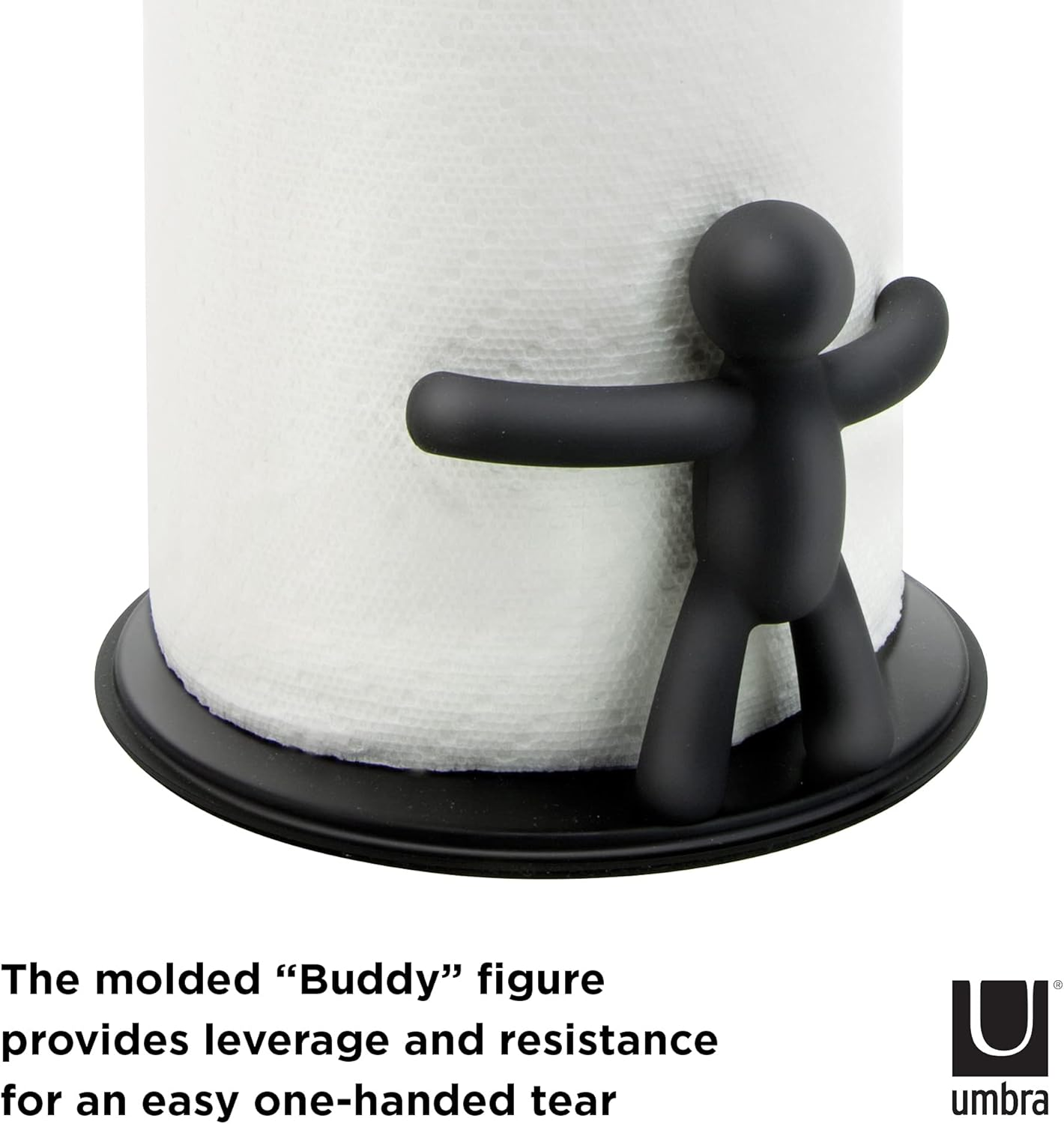 Umbra 330280-040 Buddy Paper Towel Holder Stand for Kitchen Countertop, Unique Dispenser, Black Kitchen image number 6